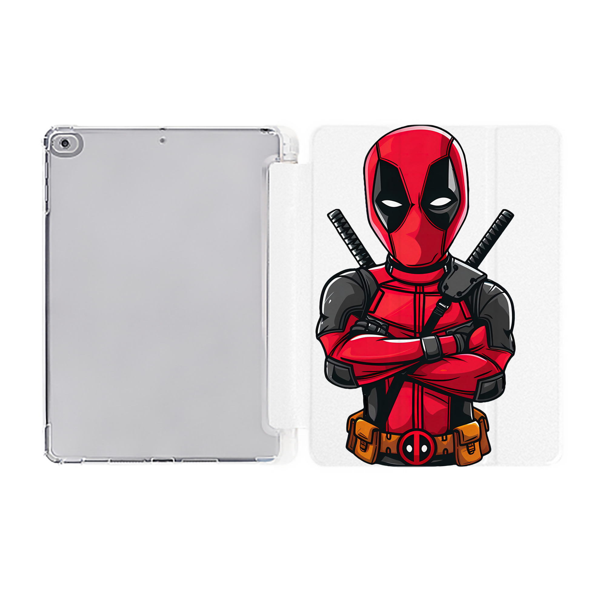 （画像用） Deadpool デッドプール IPad ケース ペン収納付き 三つ折りスタンド PUレザー×シリコン 対応機種9.5/10.5/10.9インチ